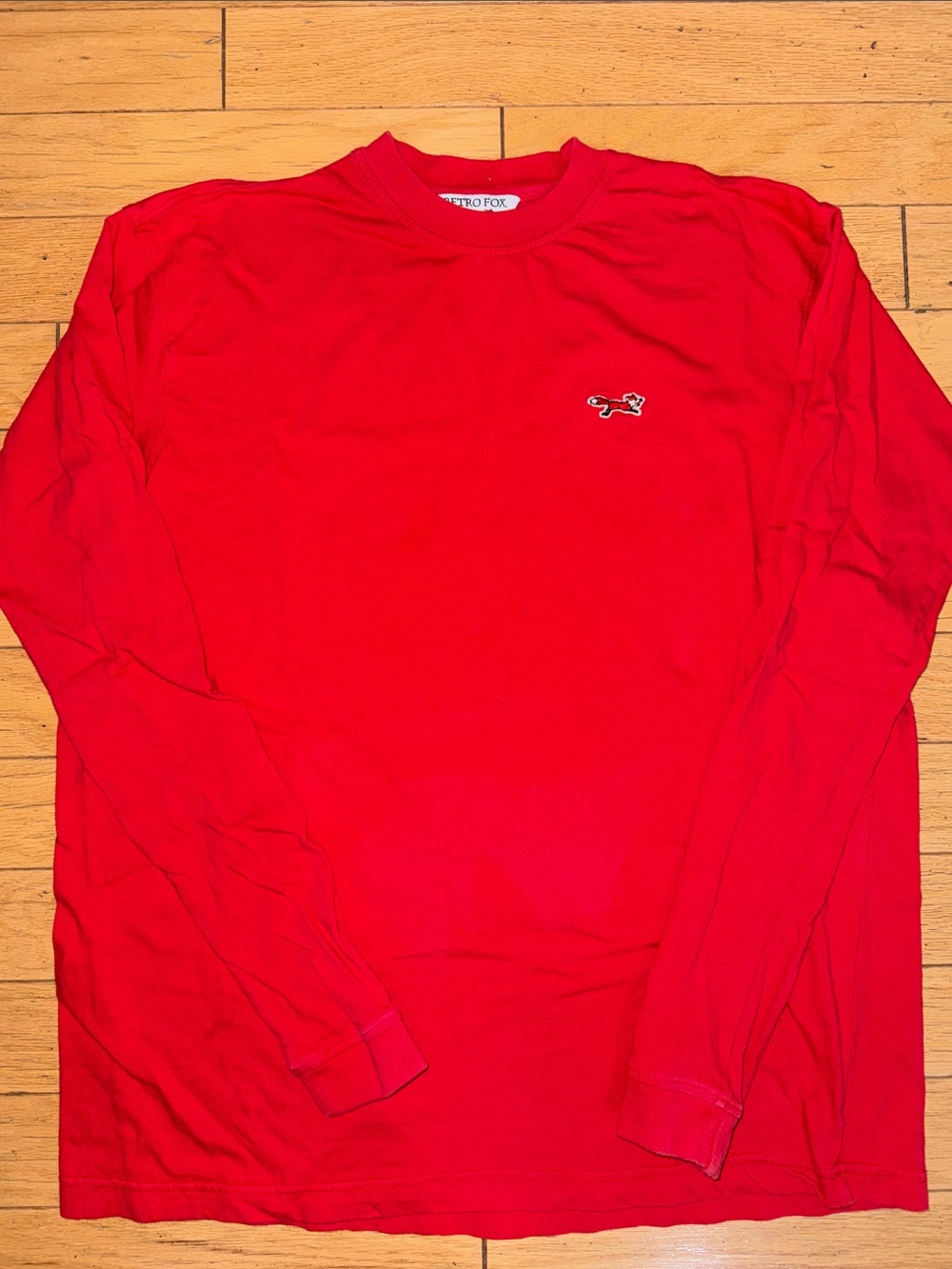 Men's Retro Fox Long-Sleeve Vintage Crewneck Shirt - Red